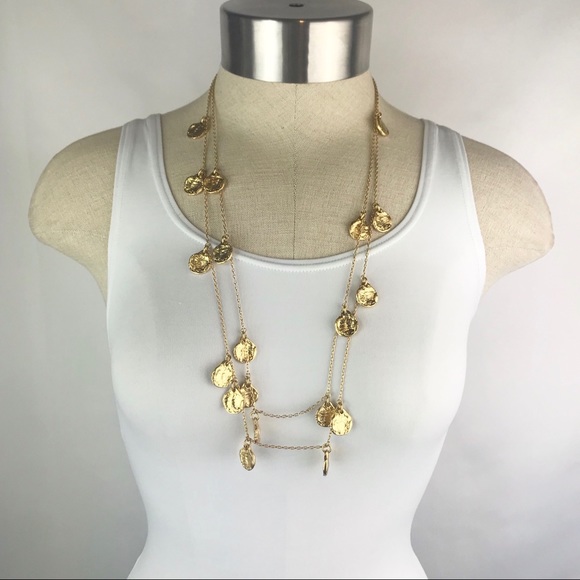 Madewell 2 Strand Gold Hammered Discs Necklace - Picture 3 of 6